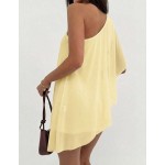 Aloruh Women's Solid Color Sleeveless Mini Dress, Suitable For Beach Vacation,Dresses For Women Summer