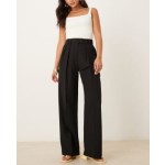 ASOS DESIGN tailored wide leg pants with pleat detail in black
