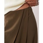 ASOS DESIGN tailored wrap waist wide leg pants in olive