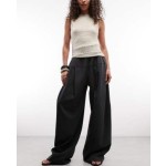 ASOS DESIGN Tailored snatch waist wide leg pant in black