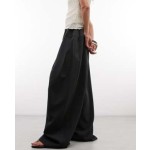 ASOS DESIGN Tailored snatch waist wide leg pant in black
