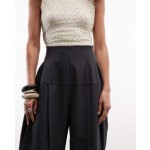 ASOS DESIGN Tailored snatch waist wide leg pant in black