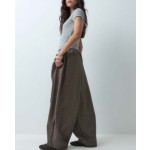COLLUSION balloon leg trouser with tie waist in brown check