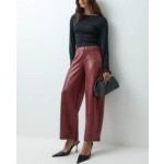 ASOS DESIGN leather look croc effect barrel pants in red