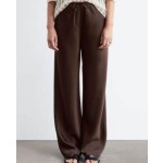 & Other Stories wide leg satin pants in chocolate brown