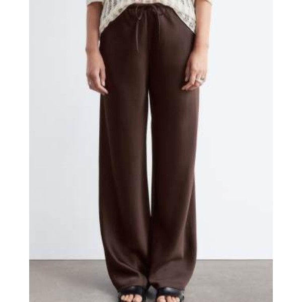 & Other Stories wide leg satin pants in chocolate brown