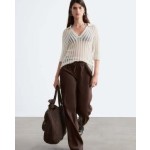 & Other Stories wide leg satin pants in chocolate brown