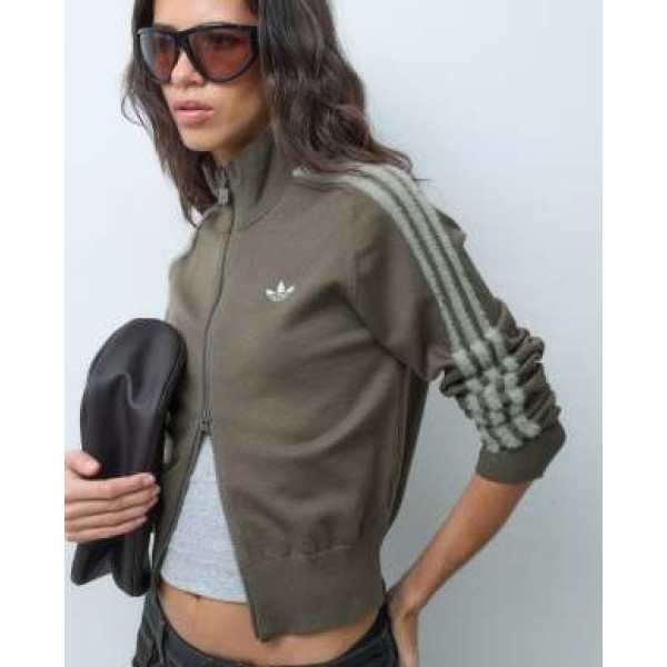 adidas Originals Firebird knitted track top in khaki