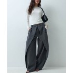 Cernucci barrel leg double pleat pants set in gray