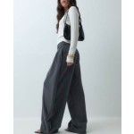 Cernucci barrel leg double pleat pants set in gray