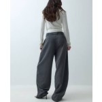 Cernucci barrel leg double pleat pants set in gray