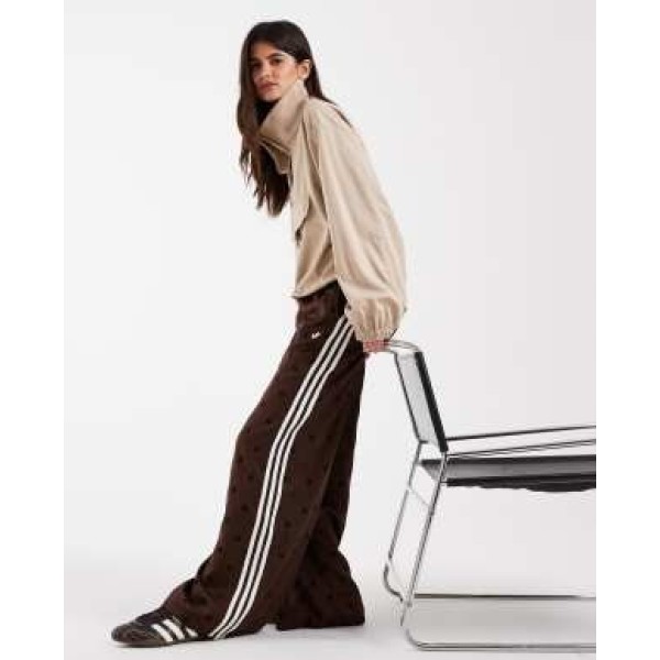 adidas Originals Firebird polka dot track pants in brown