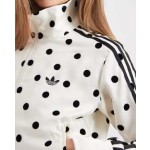 adidas Originals Firebird polka dot track top in off white and black