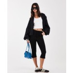 adidas Originals satin pleated track top in black