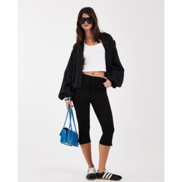 adidas Originals satin pleated track top in black