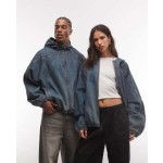 COLLUSION unisex oversized hooded denim jacket in grunge wash