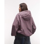 COLLUSION Unisex oversized hooded track jacket in pink plaid