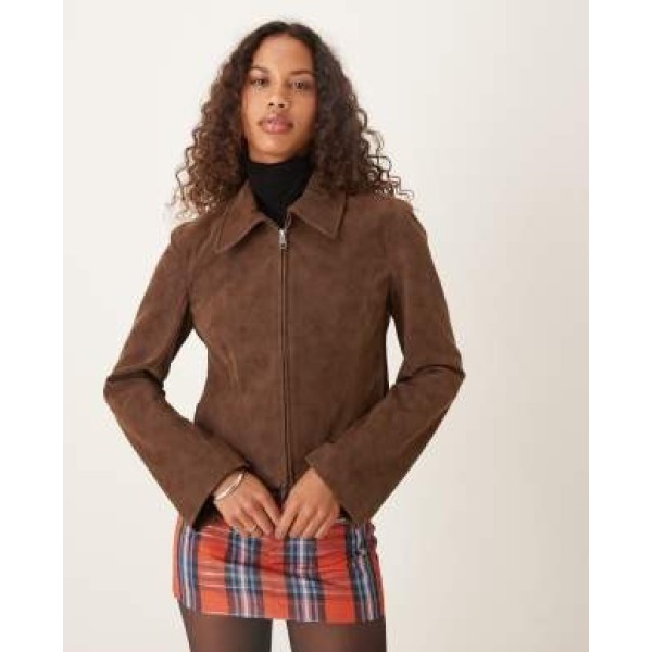 Free People river faux suede jacket in brown
