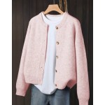 Women's Beige Cardigan, Soft Long Sleeve Sweater Jacket, Front Button Design Fall