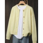 Women's Beige Cardigan, Soft Long Sleeve Sweater Jacket, Front Button Design Fall