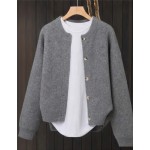 Women's Beige Cardigan, Soft Long Sleeve Sweater Jacket, Front Button Design Fall