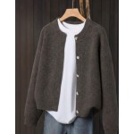 Women's Beige Cardigan, Soft Long Sleeve Sweater Jacket, Front Button Design Fall
