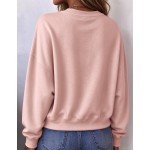 SHEIN LUNE Women's Round Neck Drop Shoulder Long Sleeve Casual Loose Sweatshirt