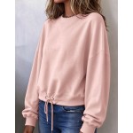 SHEIN LUNE Women's Round Neck Drop Shoulder Long Sleeve Casual Loose Sweatshirt