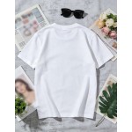 1pc Women' Dragonfly Floral Print White TShirt Crew Neck Casual Cotton Tee Medium Stretch Knit Fabric Regular Fit For Female Ladies For //