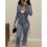 Autumn/Winter European And American Style Women's Fashion Zip-Up Cardigan, Fitted Top And Loose Wide-Leg Pants Set Spring Elegant Summer Brown
