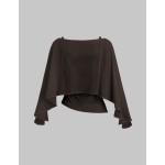 Sweetra 2 Pieces Chiffon Cape Set With Boat Neck, Flowy Outer Layer And Elastic Ruched Waist Cami Inner, Elegant Beige Outfit For Office Commute, Casual Wear And Dating