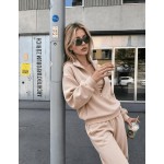 Women's 2 Piece Tracksuit Set, Half Zip Stand Collar Sweatshirt & High Waist Wide Leg Sweatpants, Casual Streetwear Lounge Outfit| Fall Sets