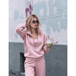 Women's 2 Piece Tracksuit Set, Half Zip Stand Collar Sweatshirt & High Waist Wide Leg Sweatpants, Casual Streetwear Lounge Outfit| Fall Sets