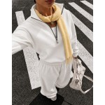Women's 2 Piece Tracksuit Set, Half Zip Stand Collar Sweatshirt & High Waist Wide Leg Sweatpants, Casual Streetwear Lounge Outfit| Fall Sets