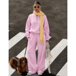 Women's 2 Piece Tracksuit Set, Half Zip Stand Collar Sweatshirt & High Waist Wide Leg Sweatpants, Casual Streetwear Lounge Outfit| Fall Sets