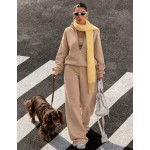 Women's 2 Piece Tracksuit Set, Half Zip Stand Collar Sweatshirt & High Waist Wide Leg Sweatpants, Casual Streetwear Lounge Outfit| Fall Sets