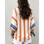 Linhara Ladies' Casual Bohemian-Style Printed Vacation Top, A Relaxed And Fashionable V-Neck Short-Sleeve Bl