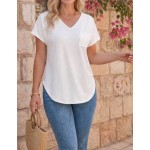 Bytebia Bytebia Regular Women's Solid Color V-Neck Short-Sleeved Casual T-Shirt