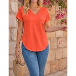 Bytebia Bytebia Regular Women's Solid Color V-Neck Short-Sleeved Casual T-Shirt