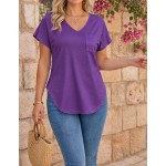 Bytebia Bytebia Regular Women's Solid Color V-Neck Short-Sleeved Casual T-Shirt