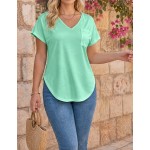Bytebia Bytebia Regular Women's Solid Color V-Neck Short-Sleeved Casual T-Shirt