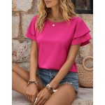 SHEIN LUNE Solid Raglan Sleeve Casual Blouse For Dailywear,Short Sleeve Tops