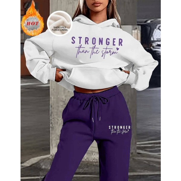 Fleece-Lined Two Piece Matching Set,Oversized Hoodie & Wide-Leg Pants/Two Piece Set Women/Sportswear Sets/Sweatshirt Sets/Essential Hoodies
