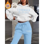 Fleece-Lined Two Piece Matching Set,Oversized Hoodie & Wide-Leg Pants/Two Piece Set Women/Sportswear Sets/Sweatshirt Sets/Essential Hoodies