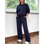 2pcs/Set Falloutfits Women's Sports Outfit, Fashionable Comfortable Solid Color Sweatshirt & Casual Pants, Suitable For Autumn/Winter