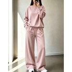 2pcs/Set Falloutfits Women's Sports Outfit, Fashionable Comfortable Solid Color Sweatshirt & Casual Pants, Suitable For Autumn/Winter