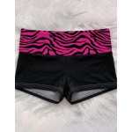 Attitoon Women's Shorts, Patchwork Waist Design, Fuchsia Animal Print Pattern, All-Season Versatile, Suitable For Sports And Streetwear, Chic Minimalist Cool Motorcycle Style, Fash