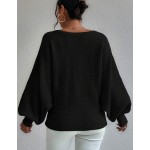 Raffinéva Women's Autumn/Winter Striped Pattern Batwing Sleeve Loose Pullover Sweater