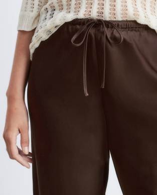& Other Stories wide leg satin pants in chocolate brown