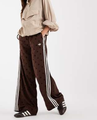 adidas Originals Firebird polka dot track pants in brown